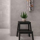 Galeno Smoke Lined tiles (with plain tiles from Galeno collection)