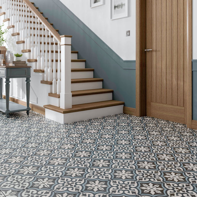 Galleria Montaro Patterned Matt Tiles on hallway floor