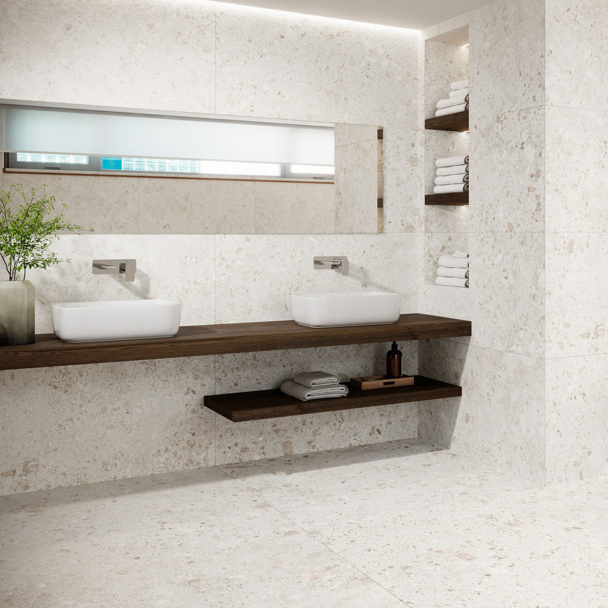 Grespania Bierzo Perla bathroom walls and floor