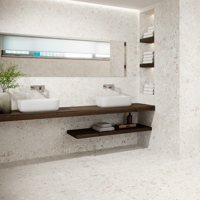 Grespania Bierzo Perla bathroom walls and floor
