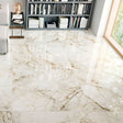 Grespania Cuarzo Reno polished floor by a window