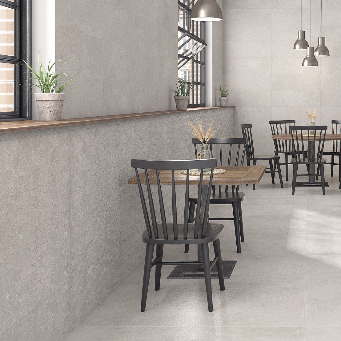 Grespania Dakota Perla wall tiles with Metropolitan wall and floor tiles