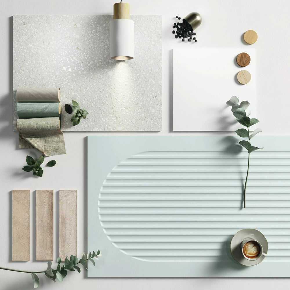 Grespania Santorini Blanco on a moodboard