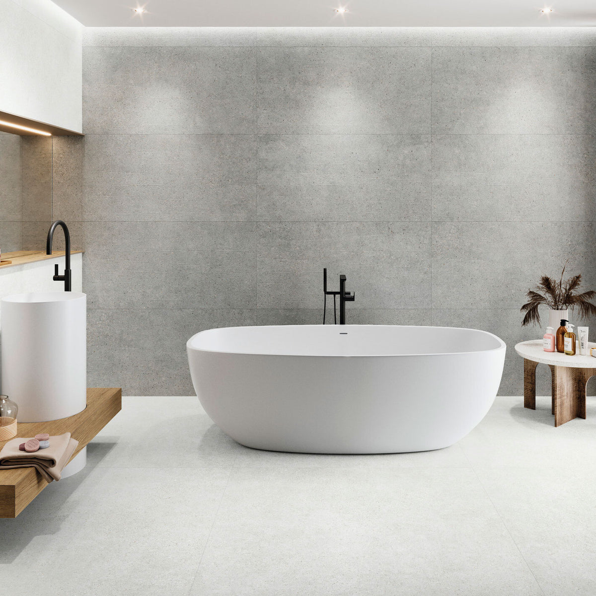 Tasmania Cemento & Pangea Blanco tiles