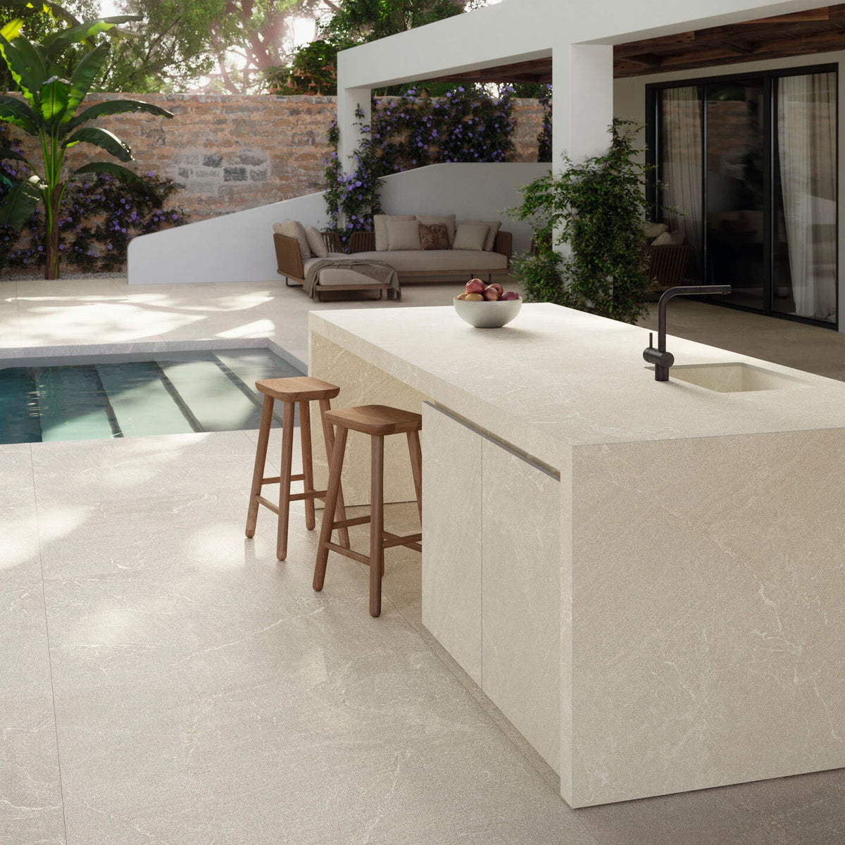 Zarci Greige Antislip & Zarci Marfil Natural Tiles