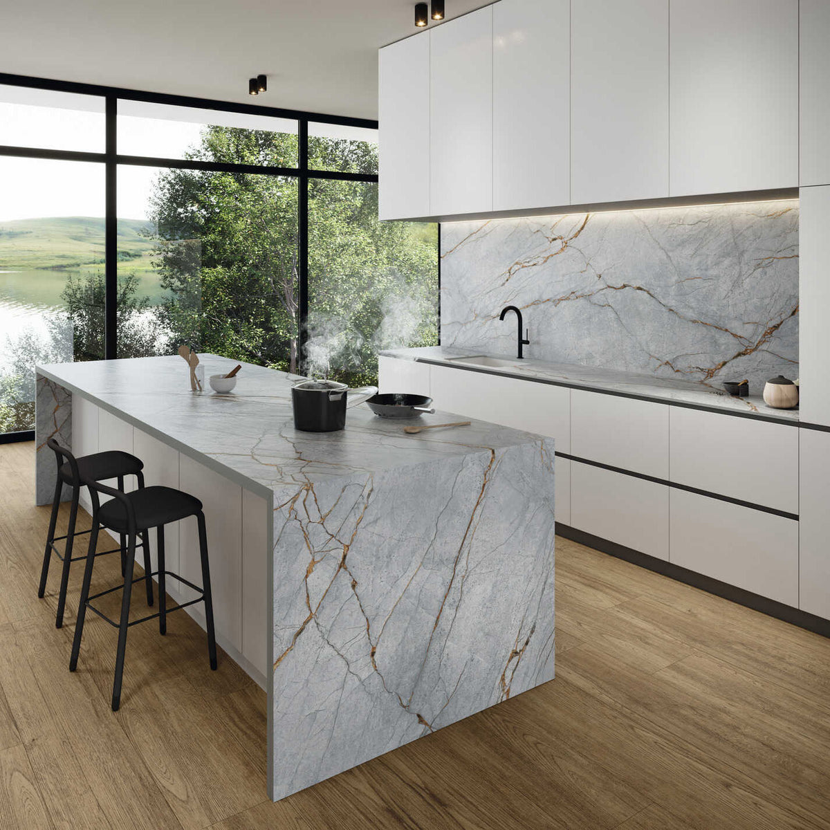 Grespania Blue Roma Coverlam kitchen island