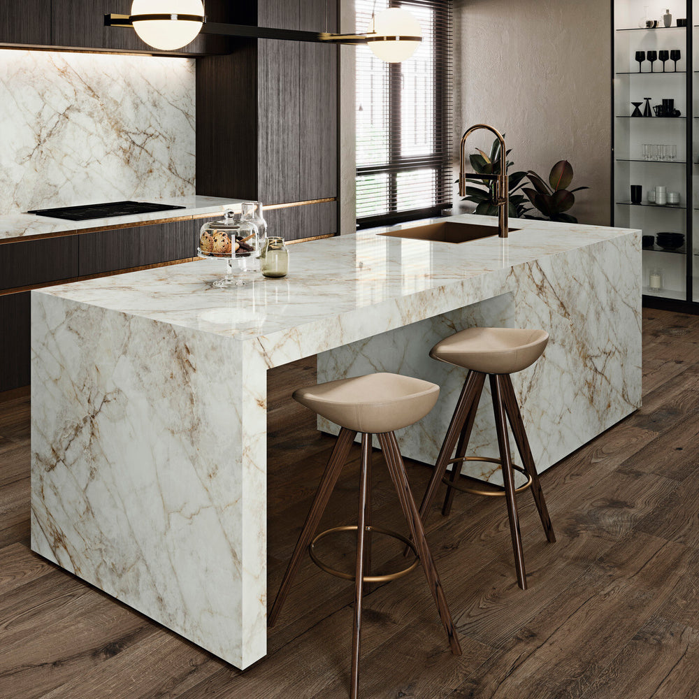 Grespania Cuarzo Reno Coverlam island and splashback