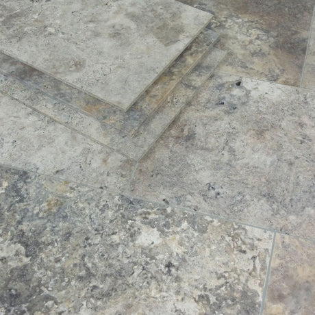 IS Silver Tumbled Travertine tiles