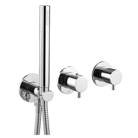 JTP FLORENCE Chrome Modular Thermostatic Concealed 2 Outlet Shower Valve with Attached Handset