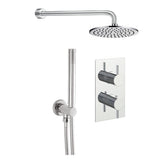 JTP FLORENCE Chrome Round Thermostat with Overhead Shower & Fixed Shower Handle – 2 Controls