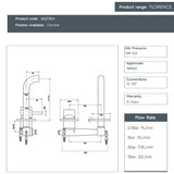 JTP FLORENCE Chrome Single Lever Wall Mounted Basin Mixer Tap, long projection