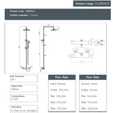 JTP FLORENCE Chrome Thermostatic Bar Valve with 2 Outlets, Adjustable Riser & Shower Kit