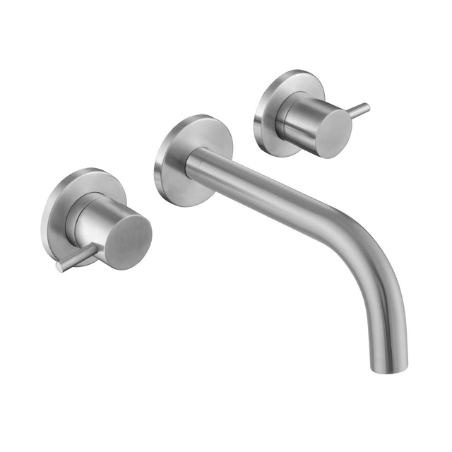 JTP INOX Stainless Steel 3 Hole Wall Mounted Basin Mixer Tap
