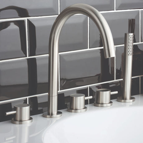 JTP INOX Stainless Steel 5 Hole Bath Shower Mixer Tap