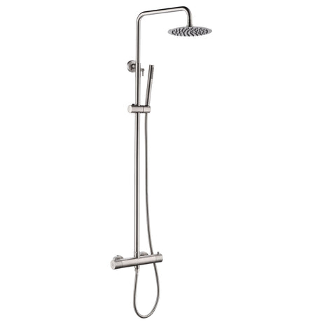 JTP INOX Stainless Steel Thermostatic Mixer Shower with Riser & Overhead Kit