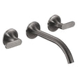 JTP KONO Brushed Black 3 Hole Wall Mounted Basin Mixer Tap (handle design 1)