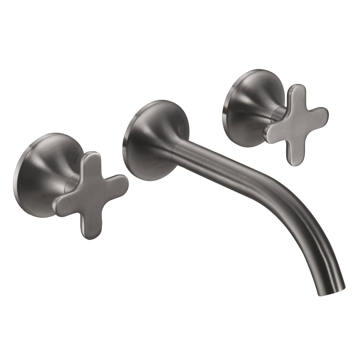 JTP KONO Brushed Black 3 Hole Wall Mounted Basin Mixer Tap (handle design 2)