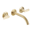 JTP KONO Brushed Brass 3 Hole Wall Mounted Basin Mixer Tap (handle design 1)