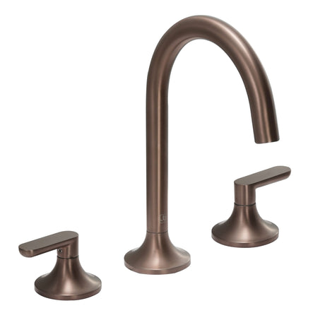JTP KONO Brushed Bronze 3 Hole Deck Mounted Basin Mixer Tap (handle design 1)