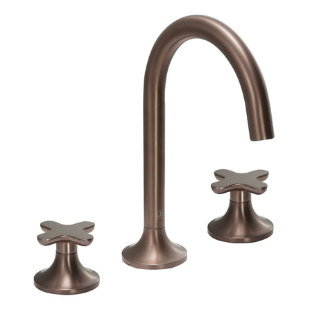 JTP KONO Brushed Bronze 3 Hole Deck Mounted Basin Mixer Tap (handle design 2)