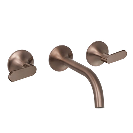 JTP KONO Brushed Bronze 3 Hole Wall Mounted Basin Mixer Tap (handle design 1)