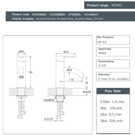 JTP KONO Single Lever Basin Mixer Tap