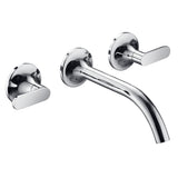 JTP KONO Chrome 3 Hole Wall Mounted Basin Mixer Tap (handle design 1)