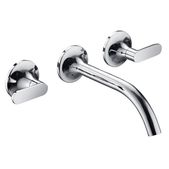 JTP KONO Chrome 3 Hole Wall Mounted Basin Mixer Tap (handle design 1)