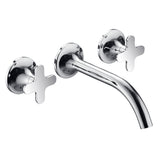 JTP KONO Chrome 3 Hole Wall Mounted Basin Mixer Tap (handle design 2)