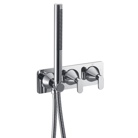 JTP KONO Chrome Thermostatic Concealed 2 Outlet Shower Valve with Attached Handset