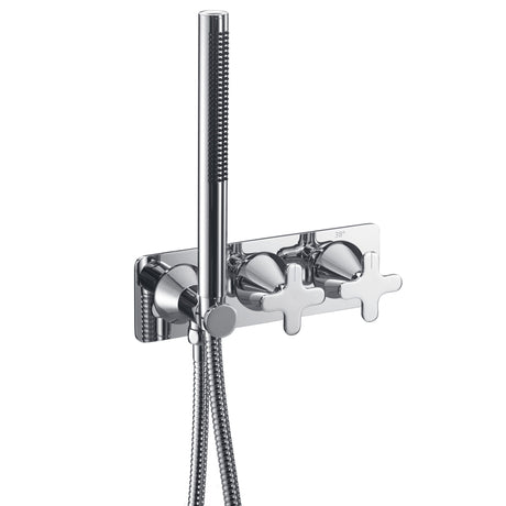 JTP KONO Chrome Thermostatic Concealed 2 Outlet Shower Valve with Attached Handset