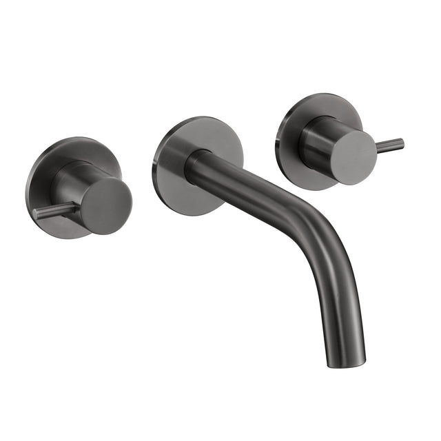JTP VOS Brushed Black 3 Hole Wall Mounted Basin/Bath Mixer Tap