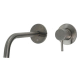 JTP VOS Brushed Black Designer Handle Single Lever Wall Mounted Basin Mixer Tap with Slim Spout