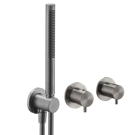JTP VOS Brushed Black Modular Thermostatic Concealed 2 Outlet Shower Valve with Attached Handset
