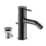 JTP VOS Brushed Black Single Lever Bidet Mixer Tap with Pop Up Waste
