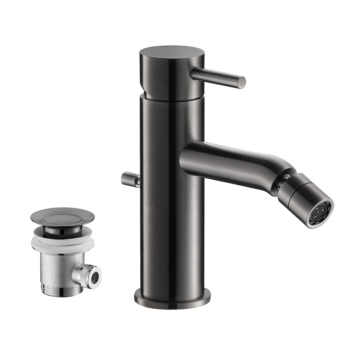 JTP VOS Brushed Black Single Lever Bidet Mixer Tap with Pop Up Waste