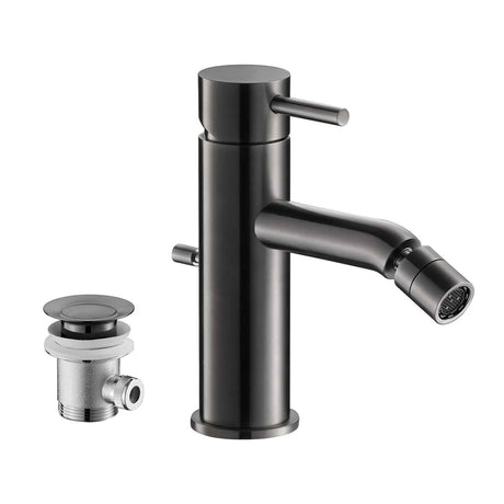 JTP VOS Brushed Black Single Lever Bidet Mixer Tap with Pop Up Waste