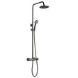 JTP VOS Brushed Black Thermostatic Bar Valve with 2 Outlets, Adjustable Riser & Multifunction Round Shower Handle