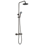 JTP VOS Brushed Black Thermostatic Bar Valve with 2 Outlets, Adjustable Riser & Multifunction Round Shower Handle