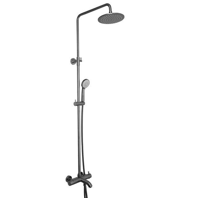 JTP VOS Brushed Black Thermostatic Bar Valve with 3 Outlets, Adjustable Riser & Multifunction Round Shower Handle