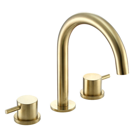 JTP VOS Brushed Brass 3 Hole Deck Mounted Basin Mixer Tap