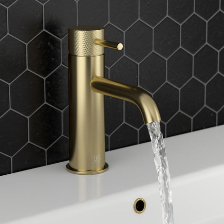JTP VOS Brushed Brass Designer Handle Single Lever Basin Mixer Tap