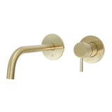 JTP VOS Brushed Brass Designer Handle Single Lever Wall Mounted Basin Mixer Tap with Slim Spout