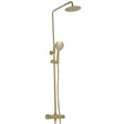 JTP VOS Brushed Brass Thermostatic Bar Valve with 2 Outlets, Adjustable Riser & Shower Kit - Cool Touch