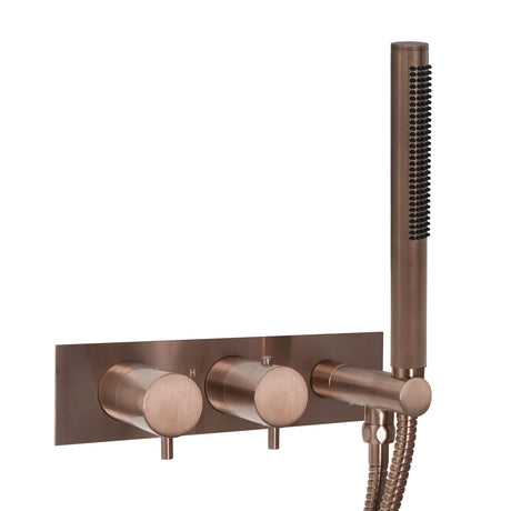 JTP VOS Brushed Bronze Thermostatic Concealed 2 Outlet Shower Valve with Attached Handset