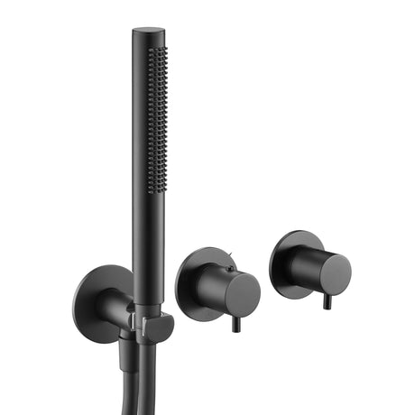 JTP VOS Matt Black Modular Thermostatic Concealed 2 Outlet Shower Valve with Attached Handset