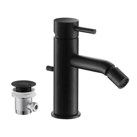 JTP VOS Matt Black Single Lever Bidet Mixer Tap with Pop Up Waste
