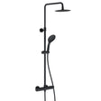 JTP VOS Matt Black Thermostatic Bar Valve with 2 Outlets, Adjustable Riser & Shower Kit - Cool Touch