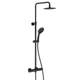 JTP VOS Matt Black Thermostatic Bar Valve with 2 Outlets, Adjustable Riser & Shower Kit - Cool Touch