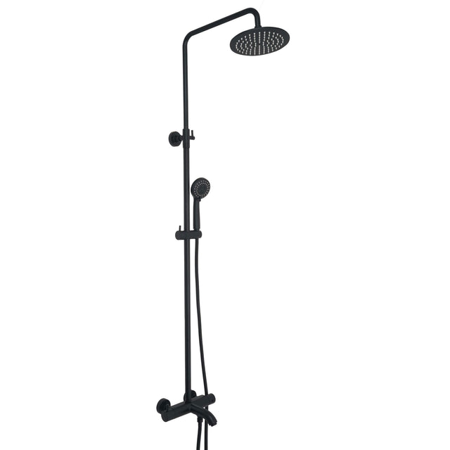 JTP VOS Matt Black Thermostatic Bar Valve with 3 Outlets, Adjustable Riser & Multifunction Round Shower Handle